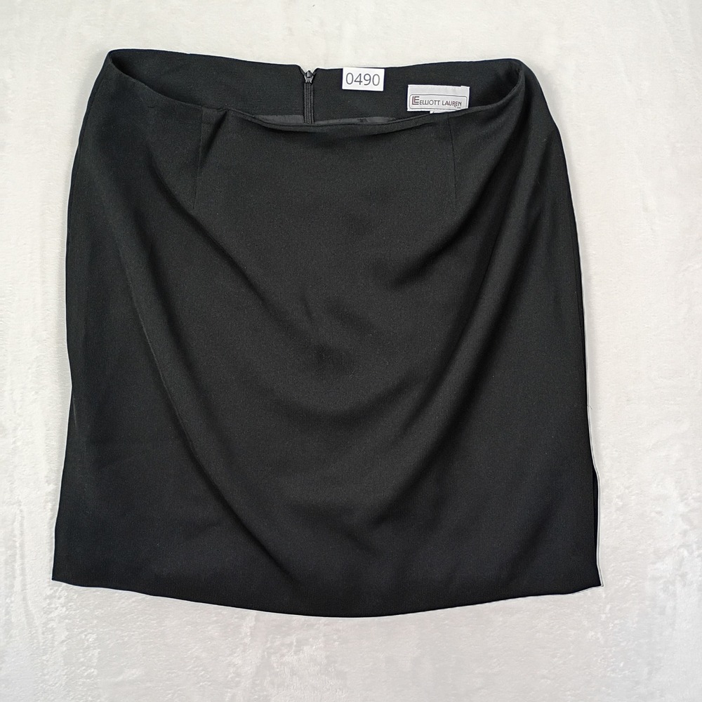 Elliott Lauren Mini Skirt‎ Womens Size 16 Black Lined Side Slit Vintage 90s Y2K